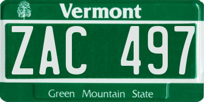 VT license plate ZAC497