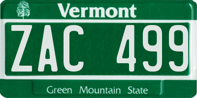 VT license plate ZAC499