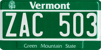 VT license plate ZAC503