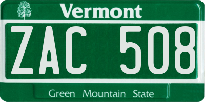 VT license plate ZAC508