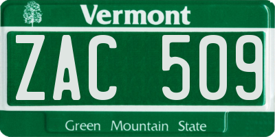 VT license plate ZAC509
