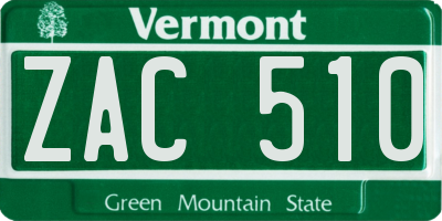 VT license plate ZAC510