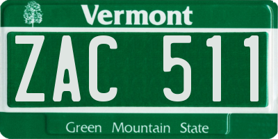 VT license plate ZAC511
