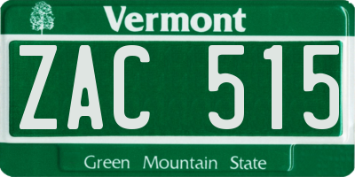 VT license plate ZAC515