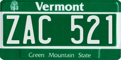 VT license plate ZAC521