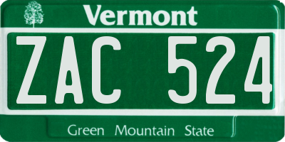 VT license plate ZAC524