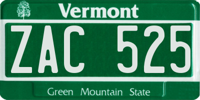 VT license plate ZAC525
