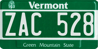 VT license plate ZAC528
