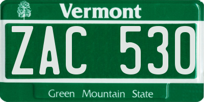 VT license plate ZAC530