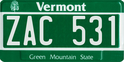 VT license plate ZAC531
