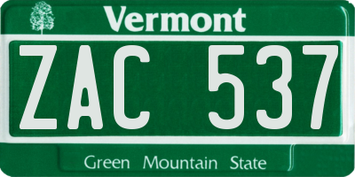 VT license plate ZAC537