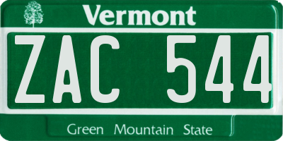 VT license plate ZAC544