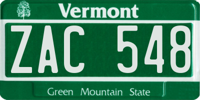 VT license plate ZAC548