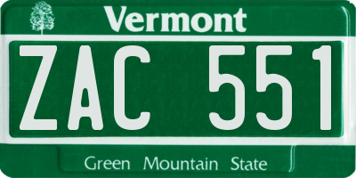 VT license plate ZAC551