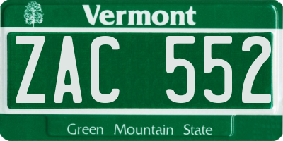 VT license plate ZAC552