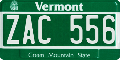 VT license plate ZAC556