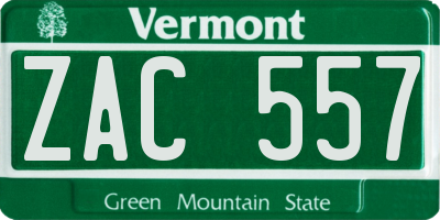 VT license plate ZAC557