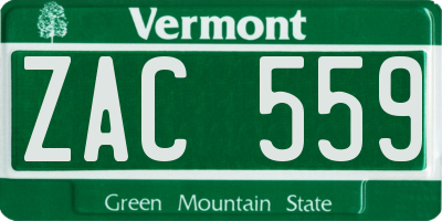 VT license plate ZAC559
