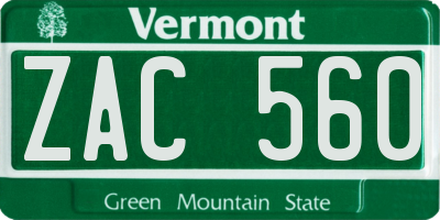 VT license plate ZAC560
