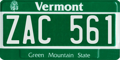 VT license plate ZAC561