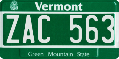 VT license plate ZAC563