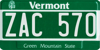 VT license plate ZAC570