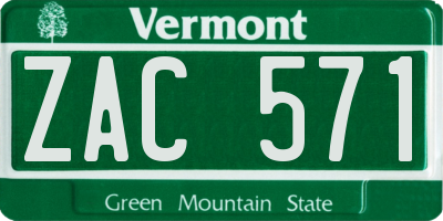 VT license plate ZAC571