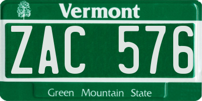 VT license plate ZAC576