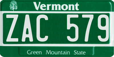 VT license plate ZAC579