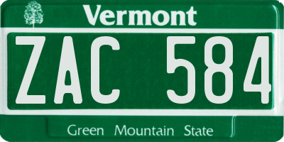 VT license plate ZAC584