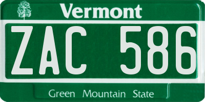 VT license plate ZAC586