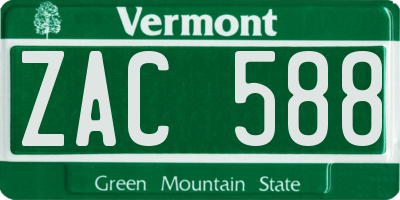 VT license plate ZAC588