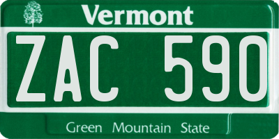 VT license plate ZAC590