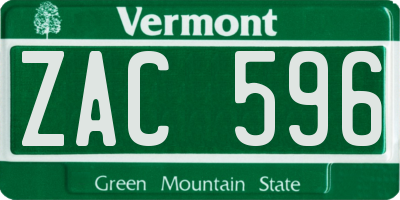 VT license plate ZAC596
