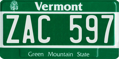 VT license plate ZAC597