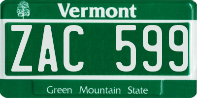 VT license plate ZAC599