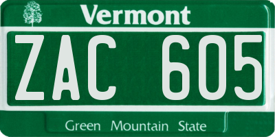 VT license plate ZAC605