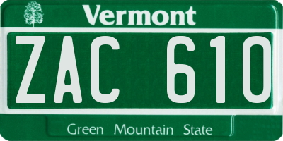 VT license plate ZAC610