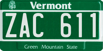 VT license plate ZAC611