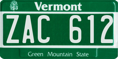 VT license plate ZAC612