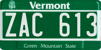 VT license plate ZAC613