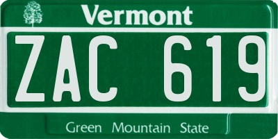 VT license plate ZAC619