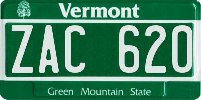 VT license plate ZAC620
