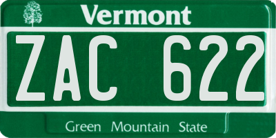 VT license plate ZAC622