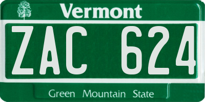 VT license plate ZAC624