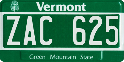 VT license plate ZAC625