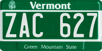VT license plate ZAC627