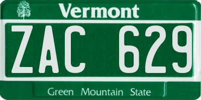 VT license plate ZAC629
