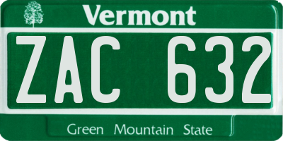 VT license plate ZAC632