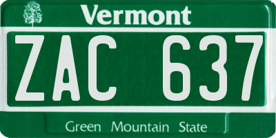 VT license plate ZAC637